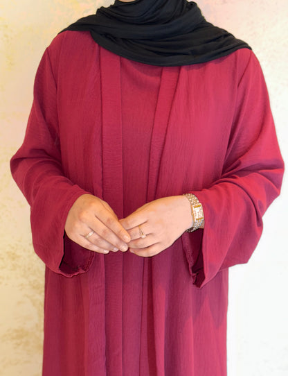 Dreiteilige Abaya Anisa - Burgundy