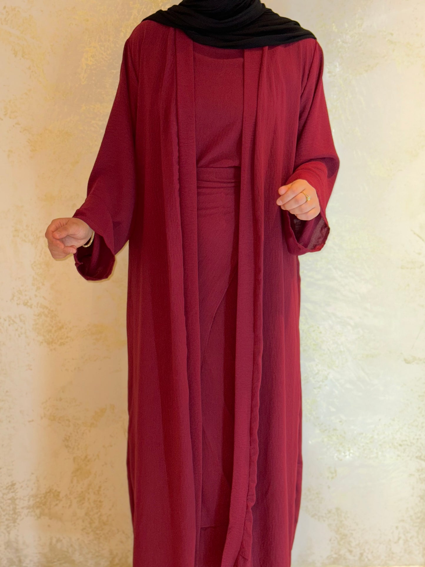 Dreiteilige Abaya Anisa - Burgundy