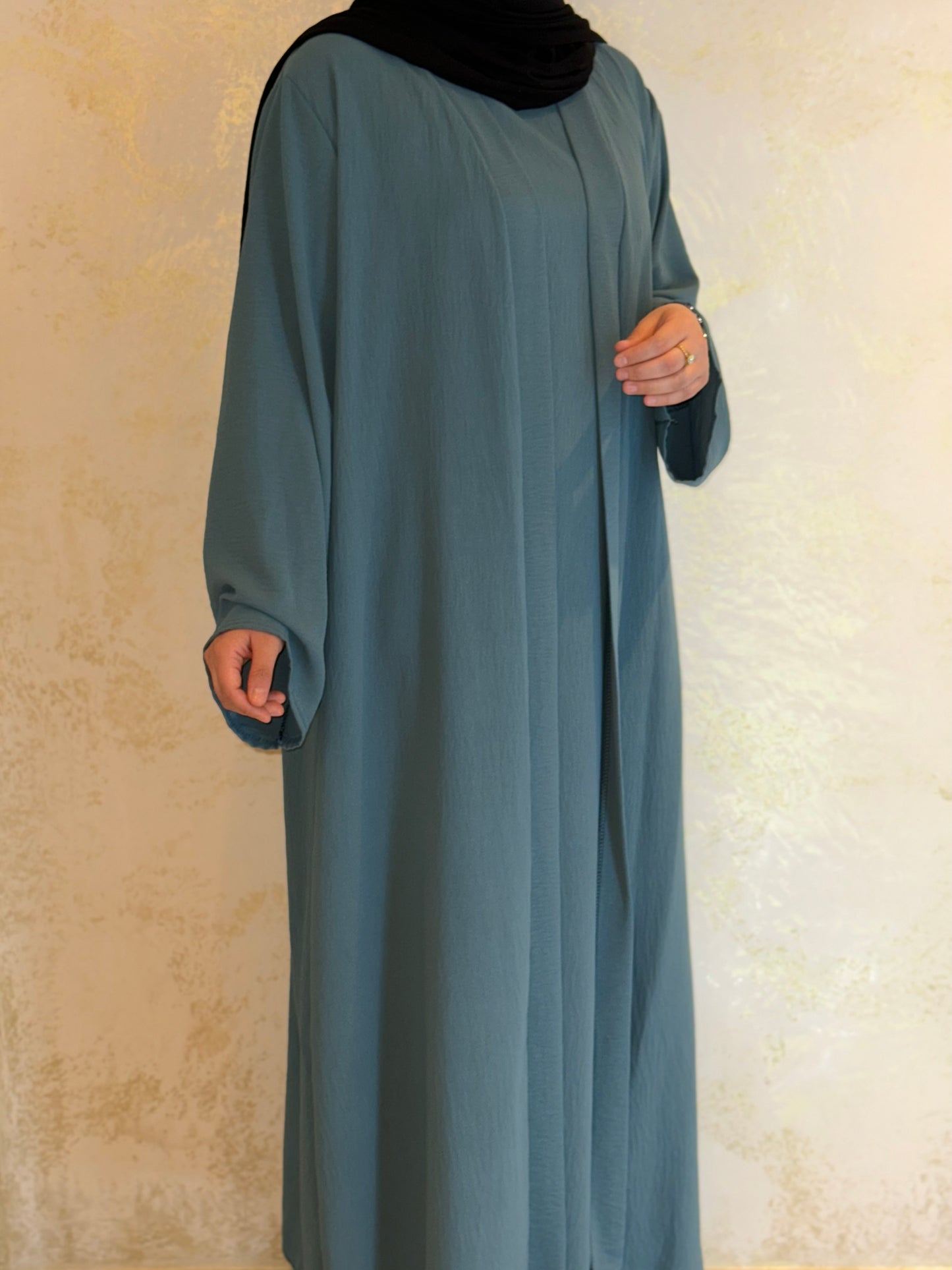 Three-piece Abaya Anisa - Grey Green 