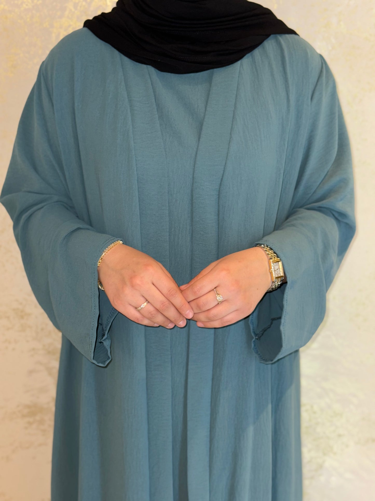 Three-piece Abaya Anisa - Grey Green 