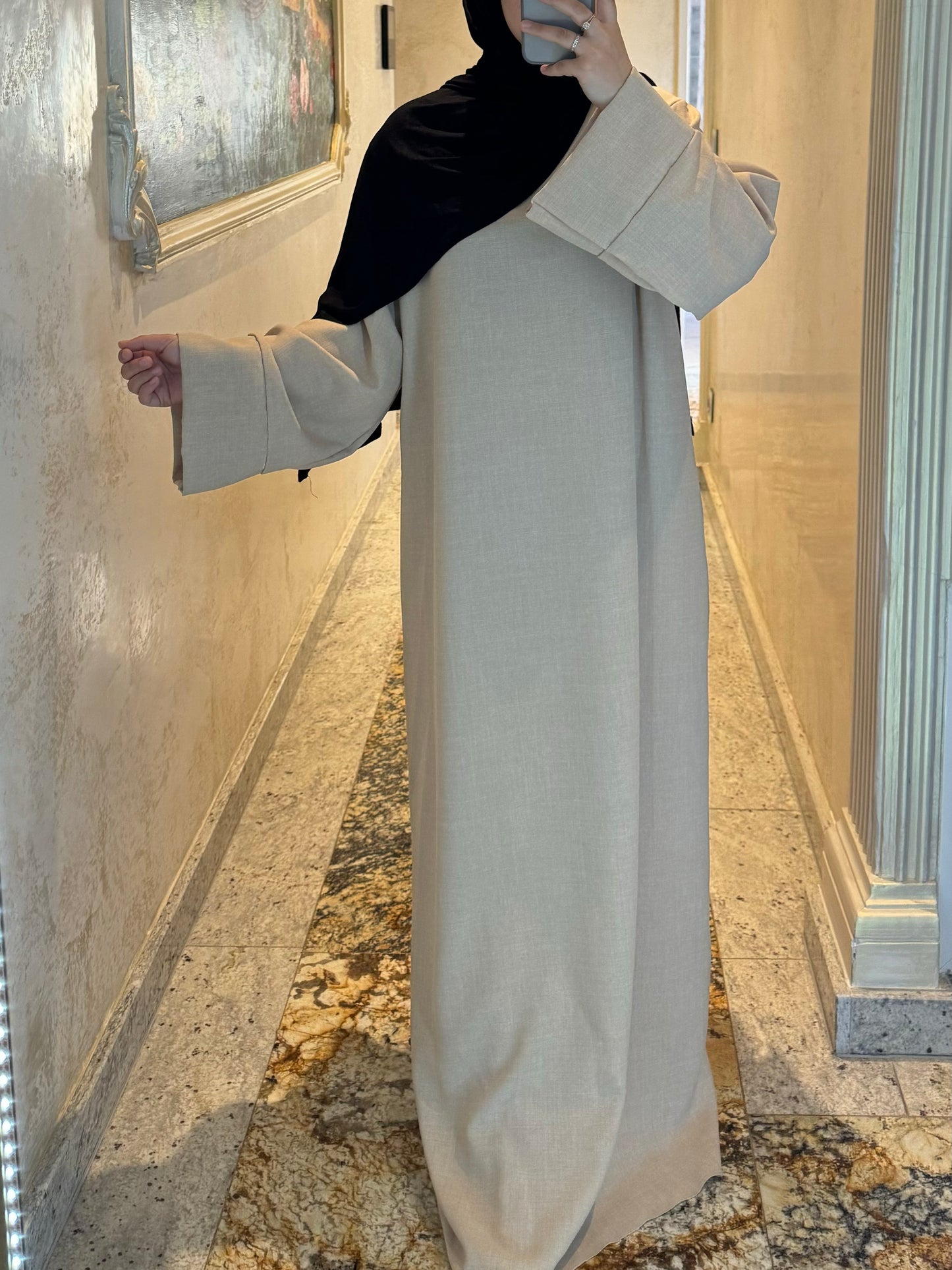 Linen look abaya 