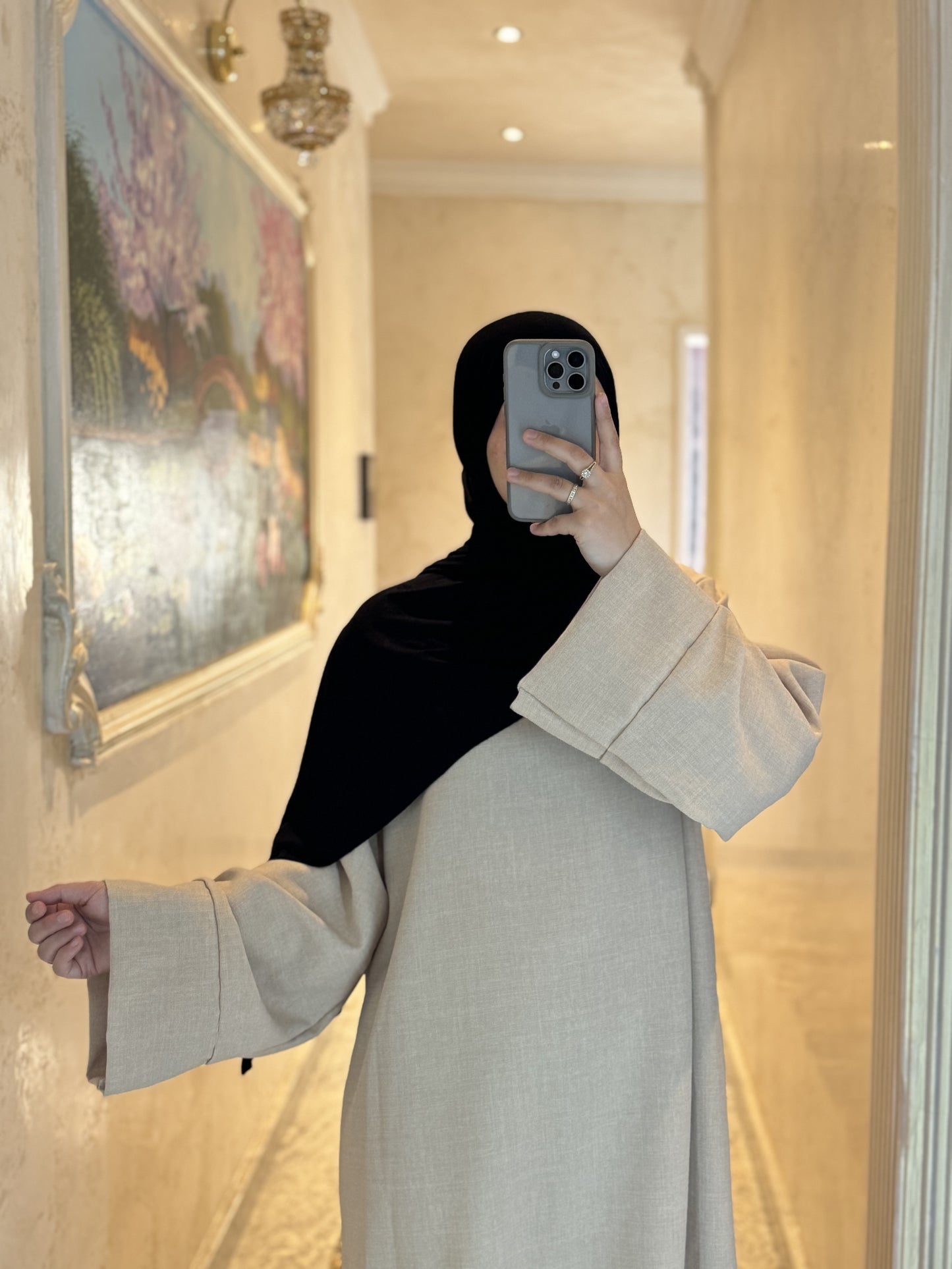 Linen look abaya 