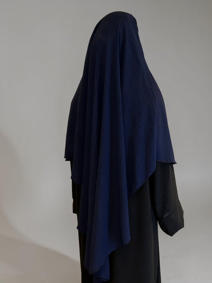 Nesthetics Jazz Khimar in Dunkelblau, aus Jazz-Material, 120 cm lang, für Eleganz und Bescheidenheit.