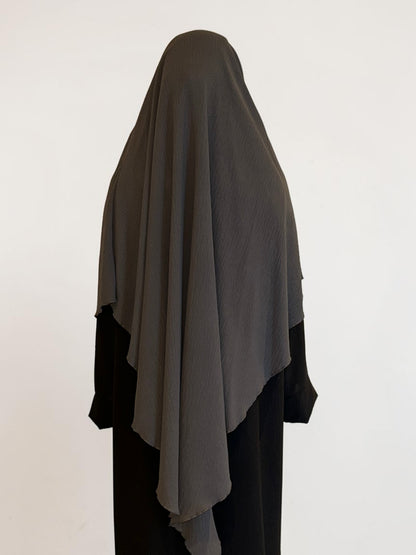 Nesthetics Jazz Khimar in Dunkelgrau, aus Jazz-Material, elegant und bescheiden, 120 cm lang.